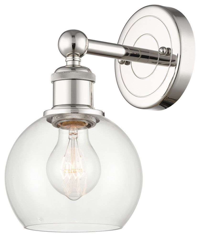 Edison Athens 1-Light 6" Sconce, Polished Nickel, Clear