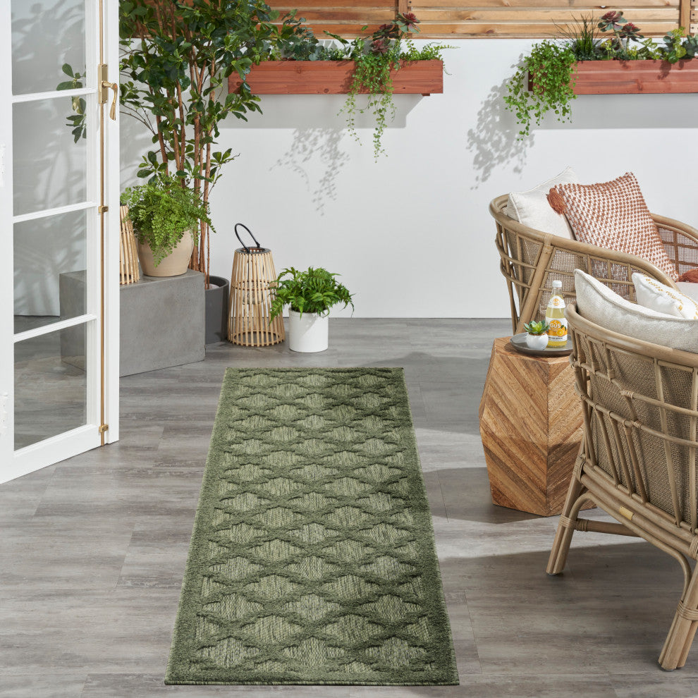 Nourison Nourison Easy Care 2'2" x 10' Green Modern Rug
