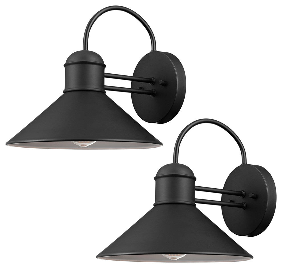 Sebastien 1-Light Black Outdoor Wall Sconce, 2-Pack