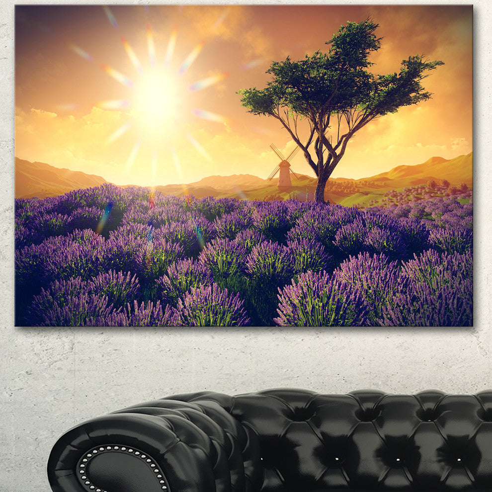 Lavender Field with Solitary Tree, Extra Large Landscape Canvas Art, 40"x30"