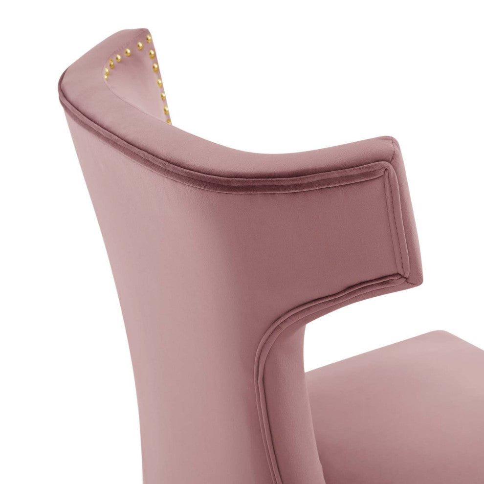 Curve Performance Velvet Dining Chairs, Set of 2, Dusty Rose