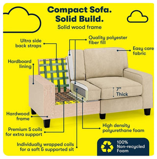 Serta Palisades 61" Track Arm Sofa Loveseat with Removable Covers Sand Beige