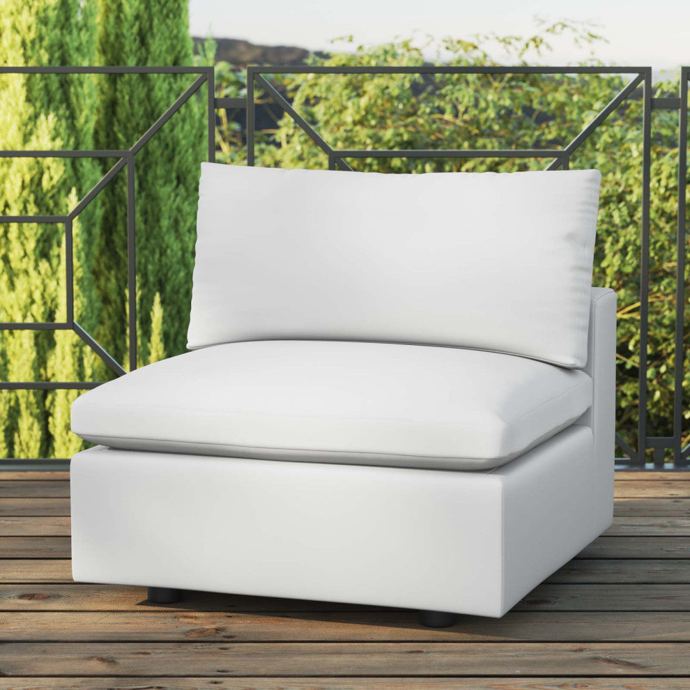Modular Lounge Sofa Middle Chair, White, Modern, Outdoor Patio Hospitality