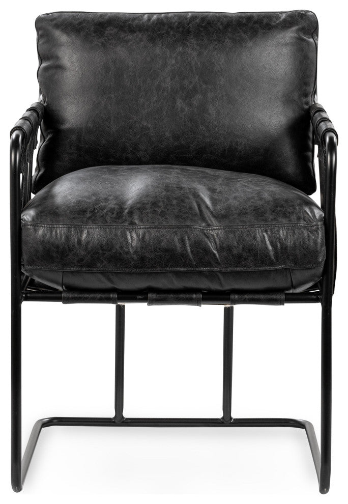 Strapling Leather Dining Chair, Black
