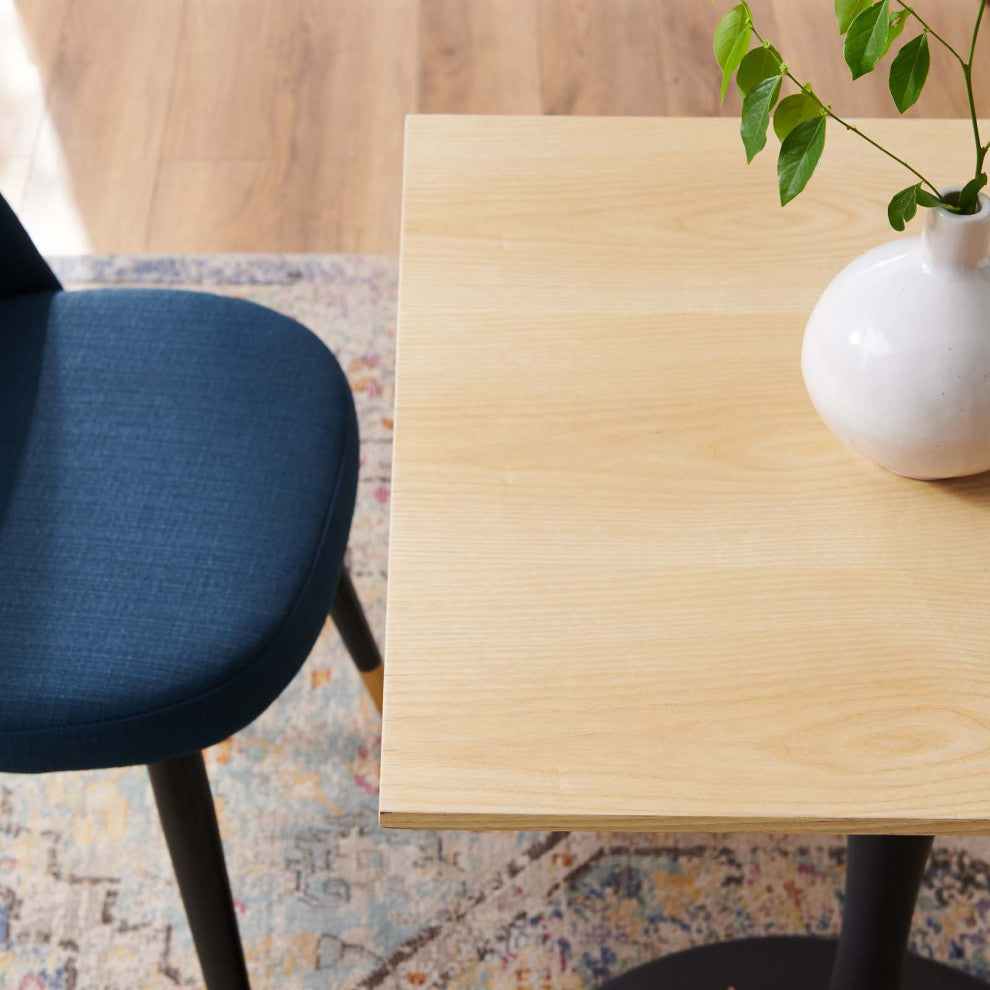 Dining Table, Square, Wood, Black Brown Natural, Modern, Cafe Bistro Restaurant
