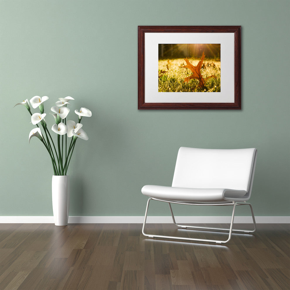 PIPA Fine Art 'Fall Leaf in Morning Sun' Matted Framed Art, 14x11