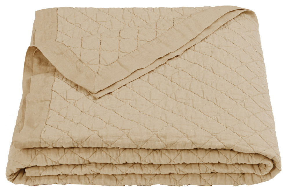 Linen Cotton Diamond Quilt, Full/Queen, Khaki, 1 Piece