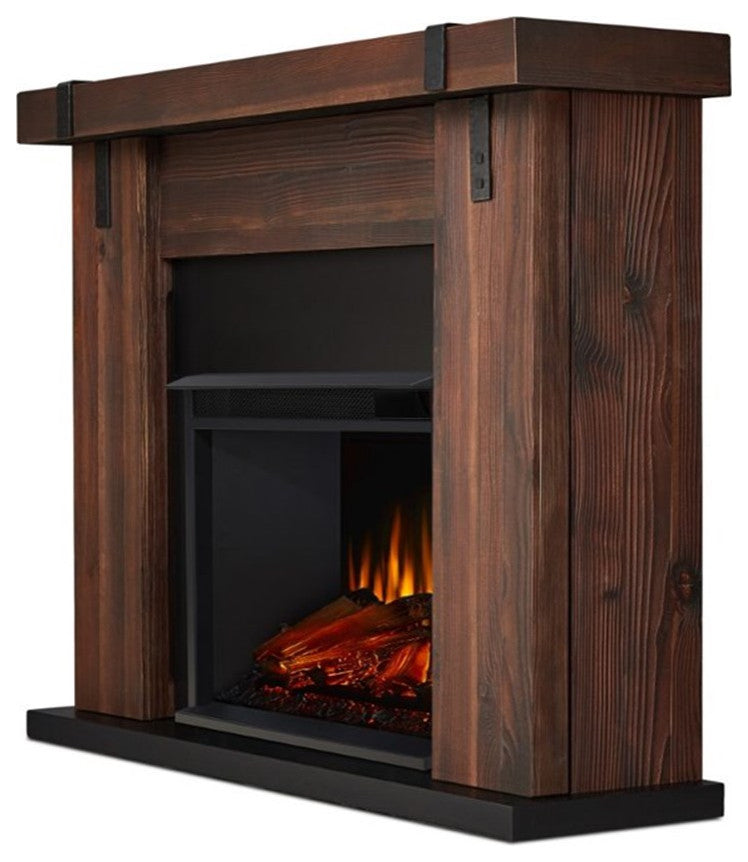 Real Flame Aspen Electric Fireplace in Chestnut Barnwood