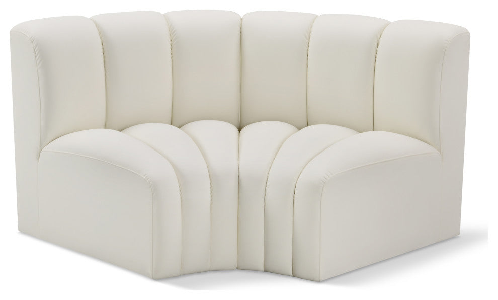 Arc Vegan Leather Upholstered 2-Pc. Inward Curved Modular Sectional, Cream