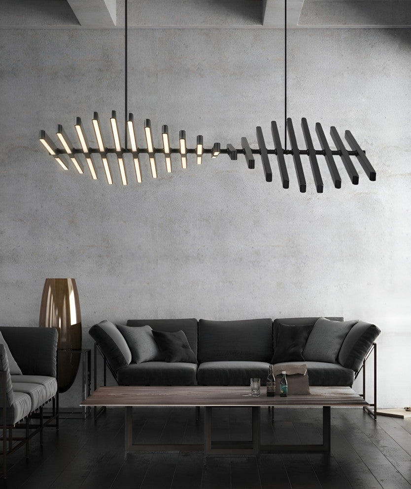 Acquaformosa | Black/White Art Minimalistic LED Pendant Chandelier, Black, L18.9, Warm Light