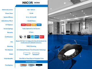 DCR56 LED Recessed Downlight Retrofit, Black, Smooth, 3000k (Soft White)