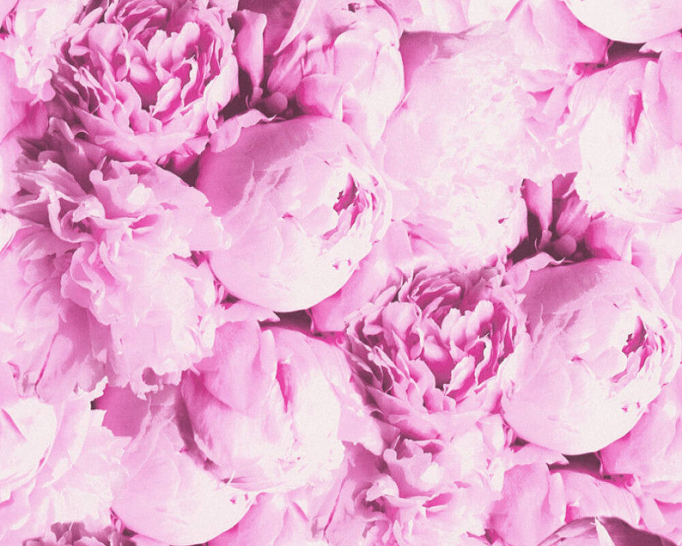 Floral Textured Wallpaper, Peony Flowers, 373981, Pink, 1 Roll