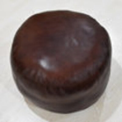 Poufs-Solid Goat Leather Pouf, Handmade (Recycled Cotton Fill), (Round]14x14x14