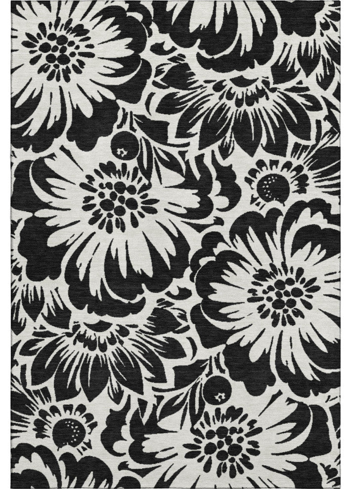 Premium Machine Washable Mayfield AMF551 Black 5' x 7'6" Rug