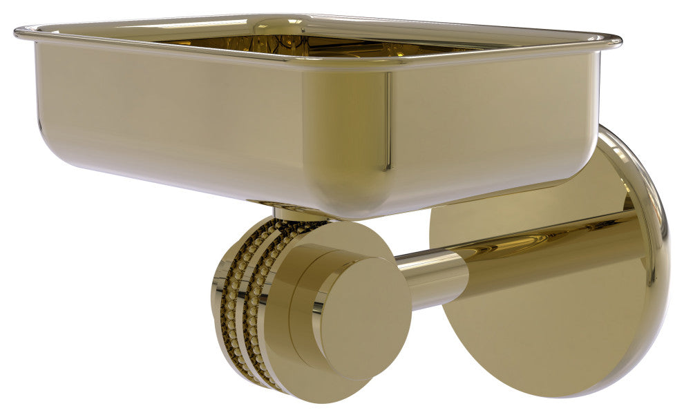 Satellite Orbit Two Wall Mount Soap Dish With Dotted Accents, Unlacquered Brass
