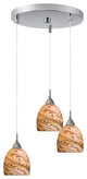 Art Glass 3-Light Multi-Light Pendant, Coast Glass, Satin Nickel