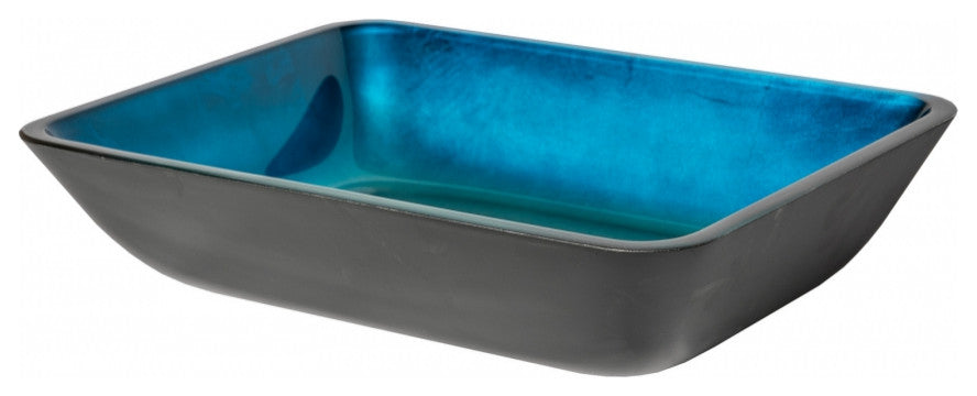 Eden Bath EB_GS55 Rectangular Turquoise Blue Foil Glass Vessel Sink