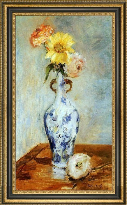 Berthe Morisot the Blue Vase Framed Premium Canvas Print, 14"x28"