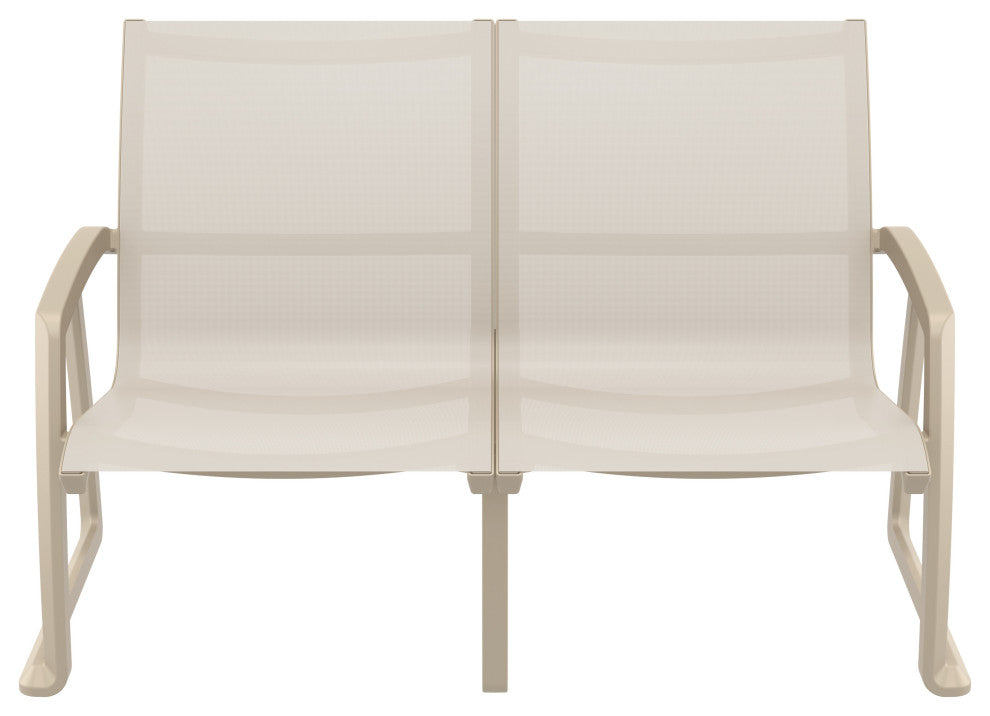 Pacific LoveSeat With Arms Frame Sling, Taupe