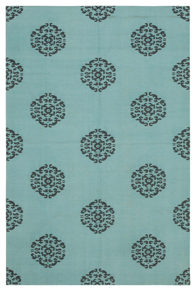Rug N Carpet - Handmade Wool 5' 10'' x 8' 9'' Modern Design Dhurrie Kilim Rug