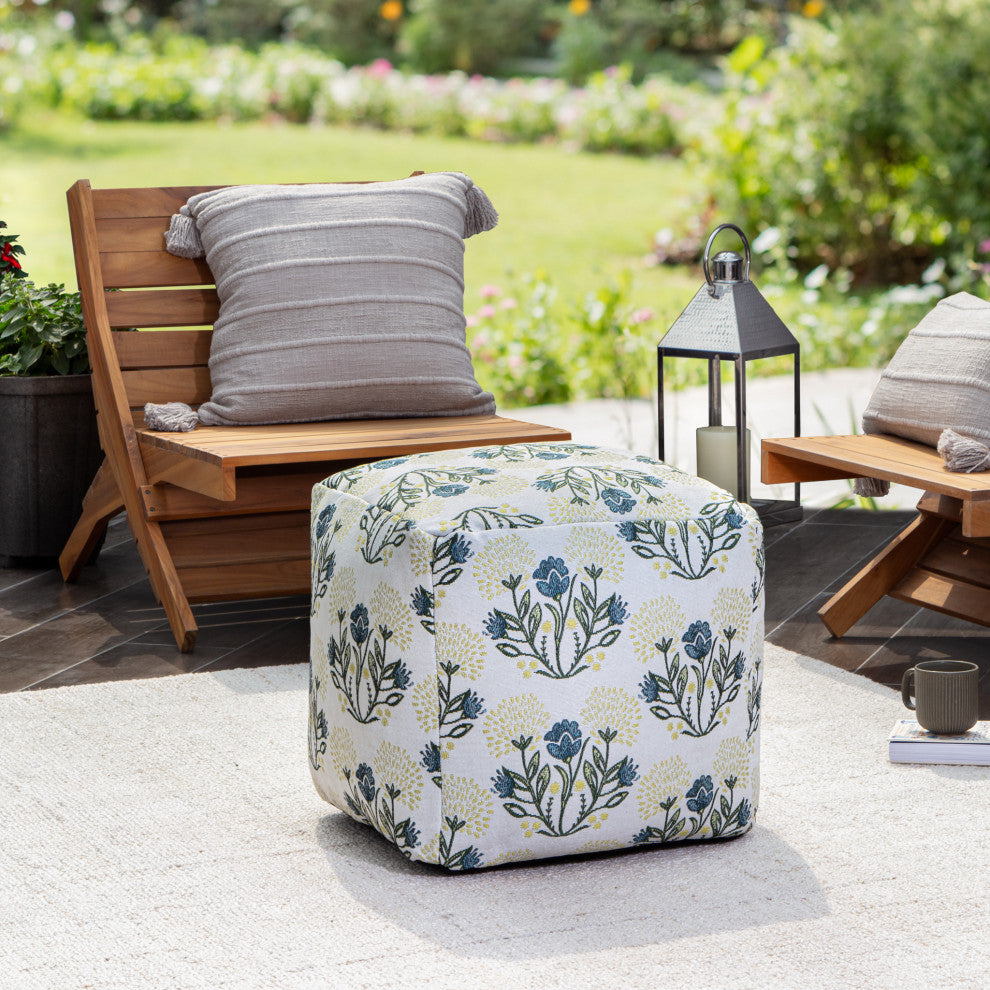 Gordes Yellow 18" x 18" x 18" Multicolor Pouf