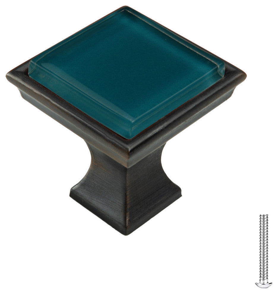 Viridian Green Crystal Glass Oil Rubbed Bronze Madison Classic Knob
