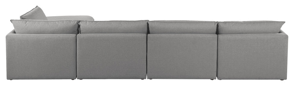Mackenzie Linen Textured Fabric 5-Piece Modular L-Shaped Sectional, Grey