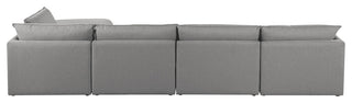 Mackenzie Linen Textured Fabric 5-Piece Modular L-Shaped Sectional, Grey
