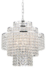 4-Light Chrome Modern Glam Chandelier With Tier Cascading Crystals