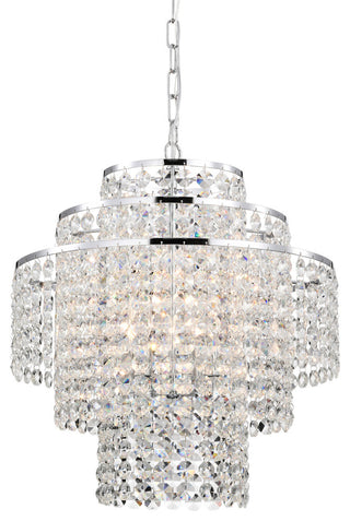 4-Light Chrome Modern Glam Chandelier With Tier Cascading Crystals