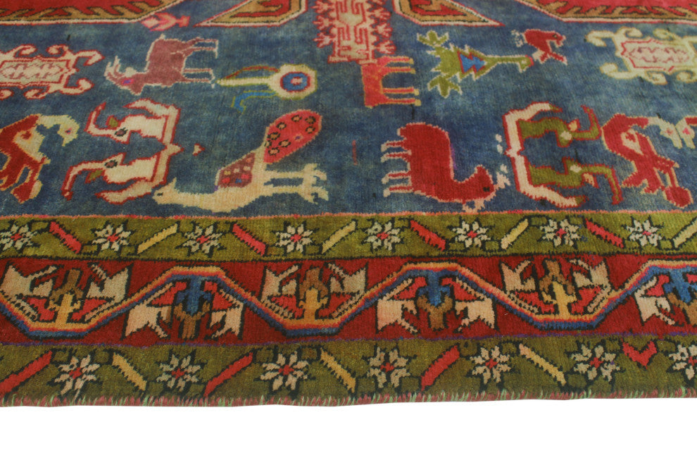 Fine Vintage Distressed Allyse Navy/Red Runner, 4'6x10'5