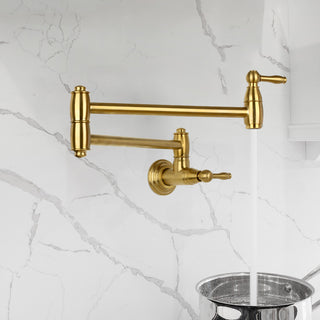 Copper Pot Filler Kitchen Faucet Wall-Mounted, Brushed Gold