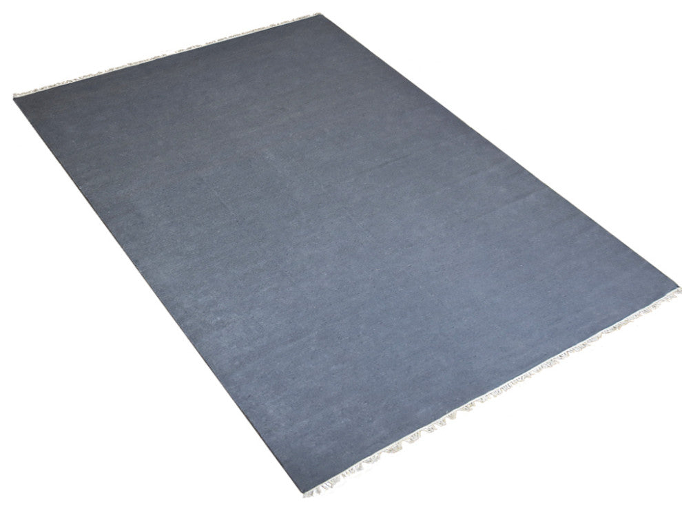 HAND WOVEN FLAT WEAVE KILIM WOOL ECO-FRIENDLY AREA RUGS-Solid,Light Charcoal