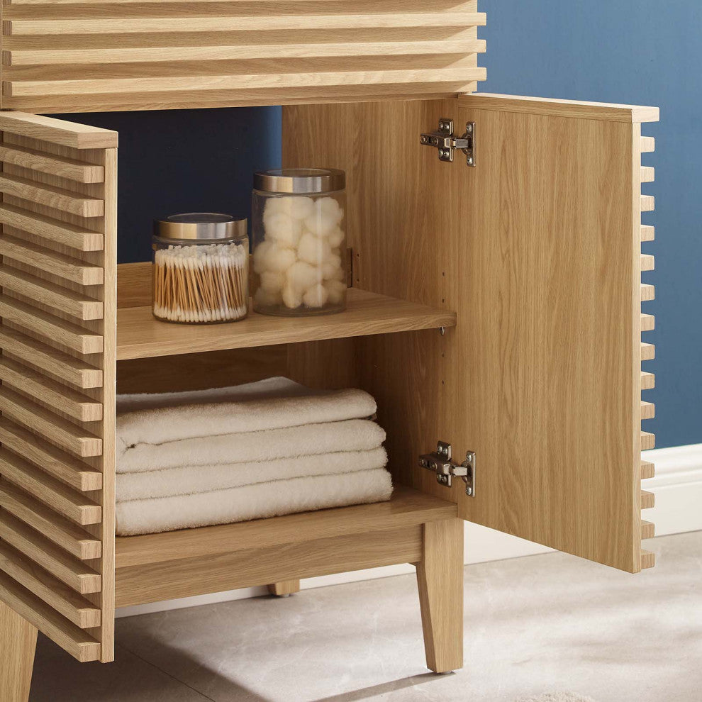 Render Bathroom Vanity Cabinet, Sink Basin Not Included, Oak