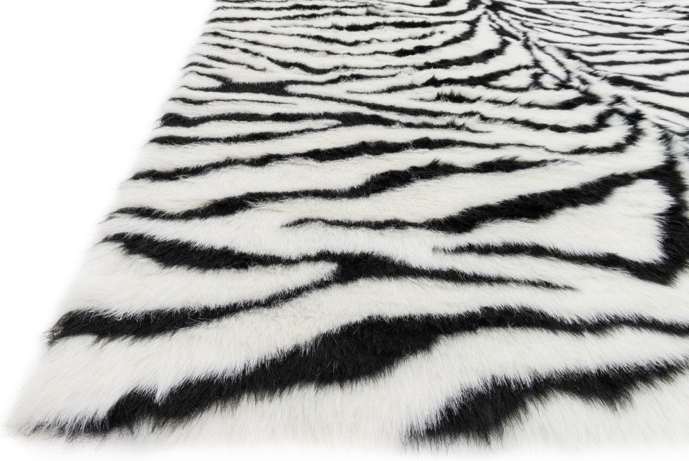 Danso Shag DA-01 Zebra Area Rug, 5'x7'6"