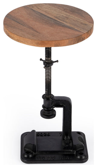 Ellis Adjustable Pedastal Side table, Black