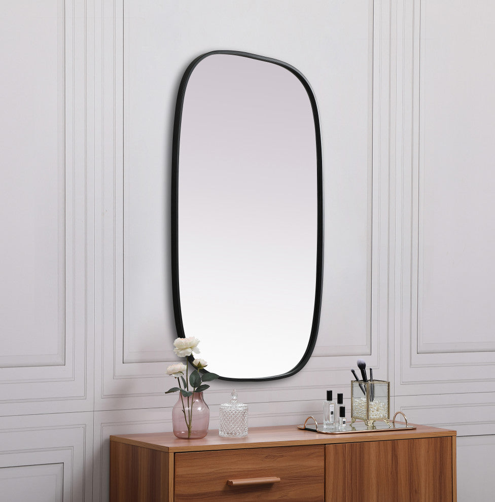 Metal Frame Oval Mirror 24X40 Inch, Black