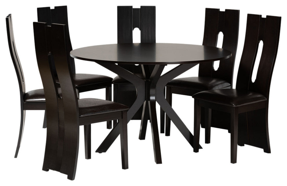 Cameo Contemporary Dark Brown 7-Piece Dining Set