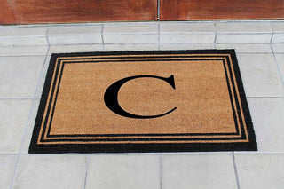 A1HC Black/Beige Coir Monogrammed Doormat 24"x39" , C