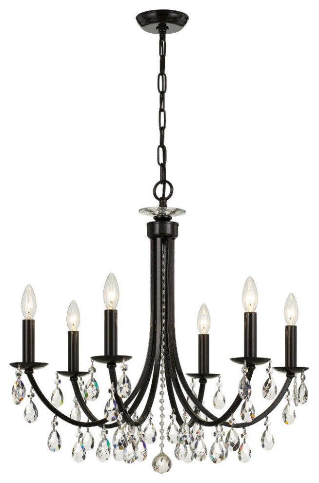 Crystorama 8826-VZ-CL-MWP, 6-Light Chandelier, Vibrant Bronze