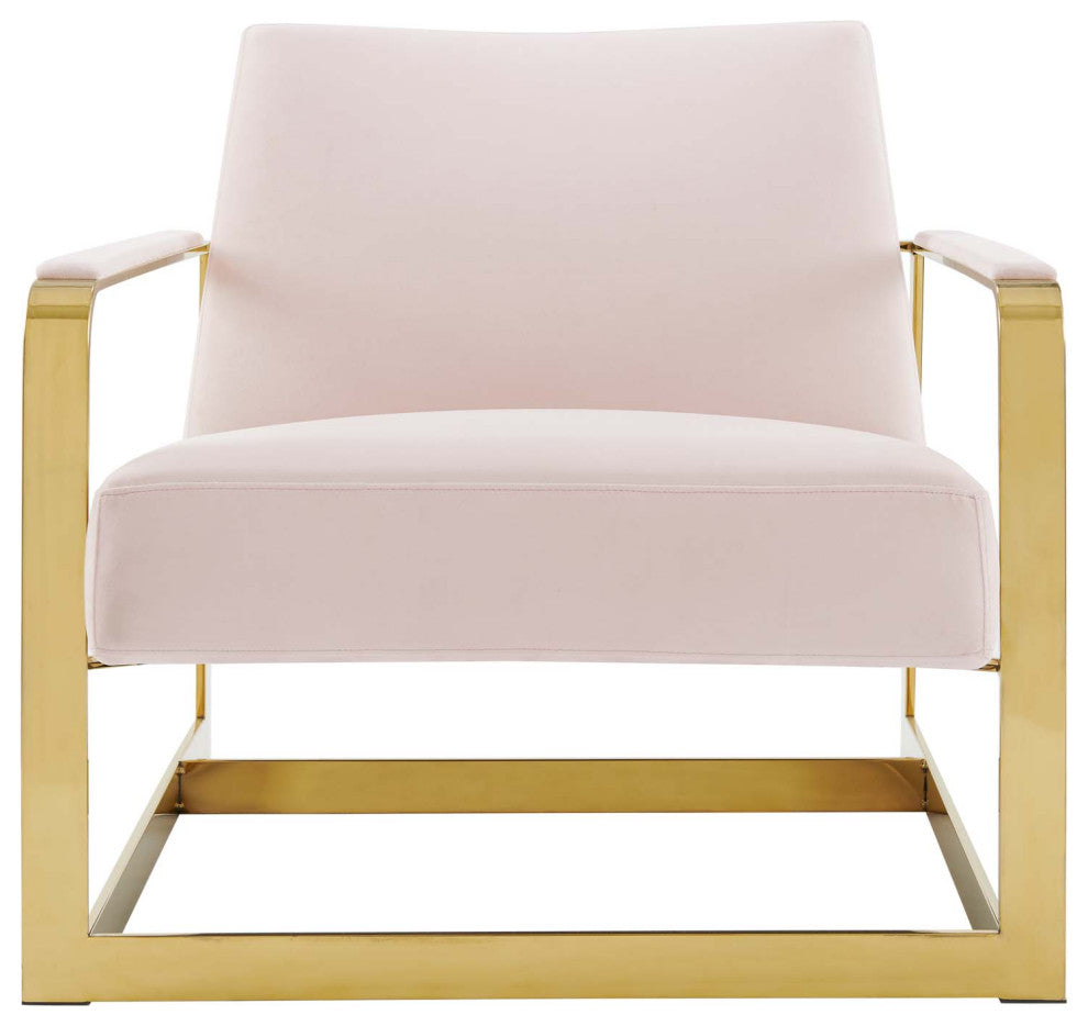 Seg Performance Velvet Accent Chair Gold Pink