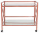Glenwood Park Glass Kitchen Serving and Bar Cart with Rose Gold Frame