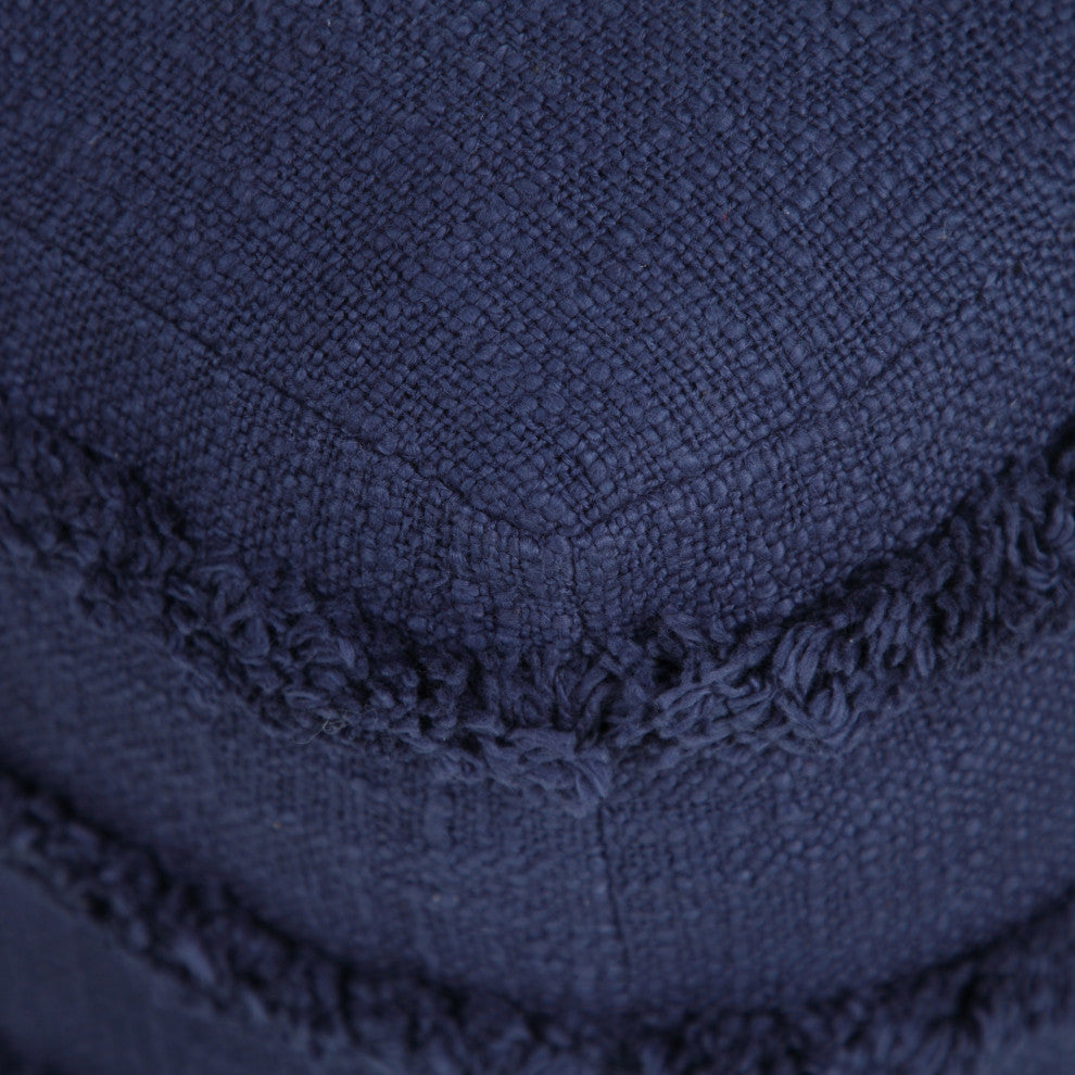 Solid Textured Stripe Pouf Ottoman
