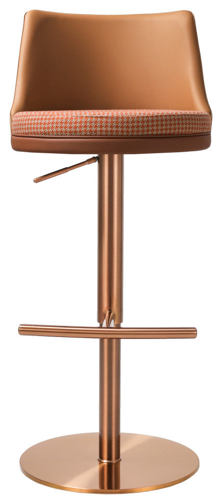 Reagan Cafe Au Lait Houndstooth Adjustable Swivel Stool - Cafe Au Lait