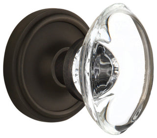 Classic Rosette With Oval Clear Crystal Knob, Oil-Rubbed Bronze