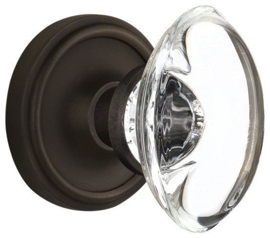 Classic Rosette With Oval Clear Crystal Knob, Oil-Rubbed Bronze