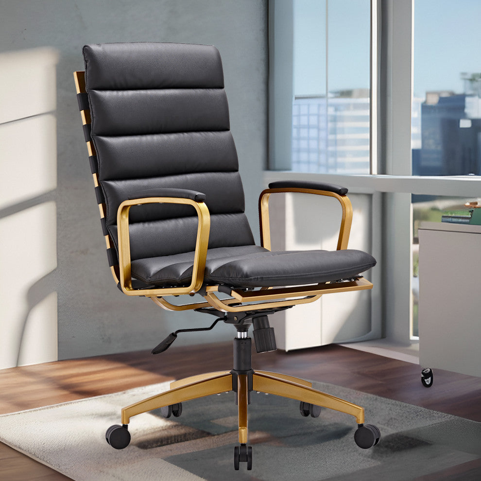 LUXMOD Gold Office Computer Desk Chair Ergonomic Executive Chair, Gold Black