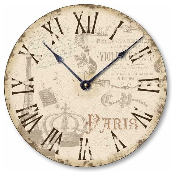 Vintage-Style Paris Clock, 10.5 Inch Diameter