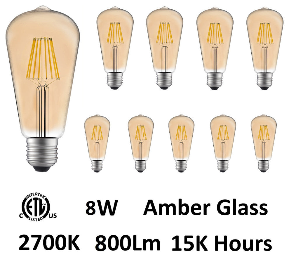 ST19 Warm White 2700K LED 8W Light Bulb (Set of 10)