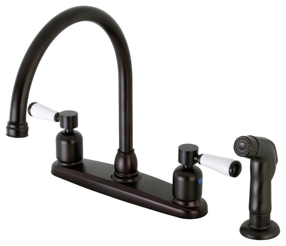 8" Centerset Kitchen Faucet, Sprayer, Oil Rubbed Bronze